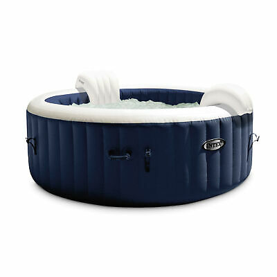 Intex Purespa Plus 6 Person Portable Inflatable Hot Tub Jet Spa With Cover, Navy