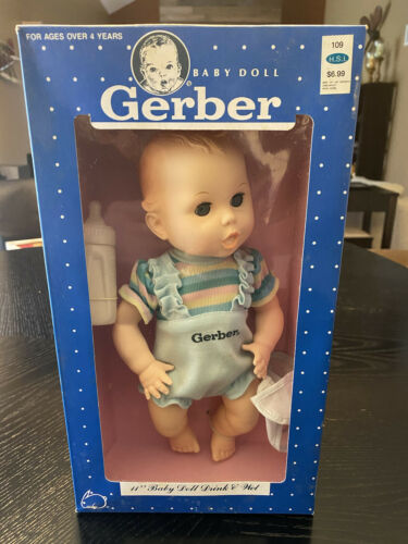 Nib Gerber Baby Doll 1991 11" Drink & And Wet