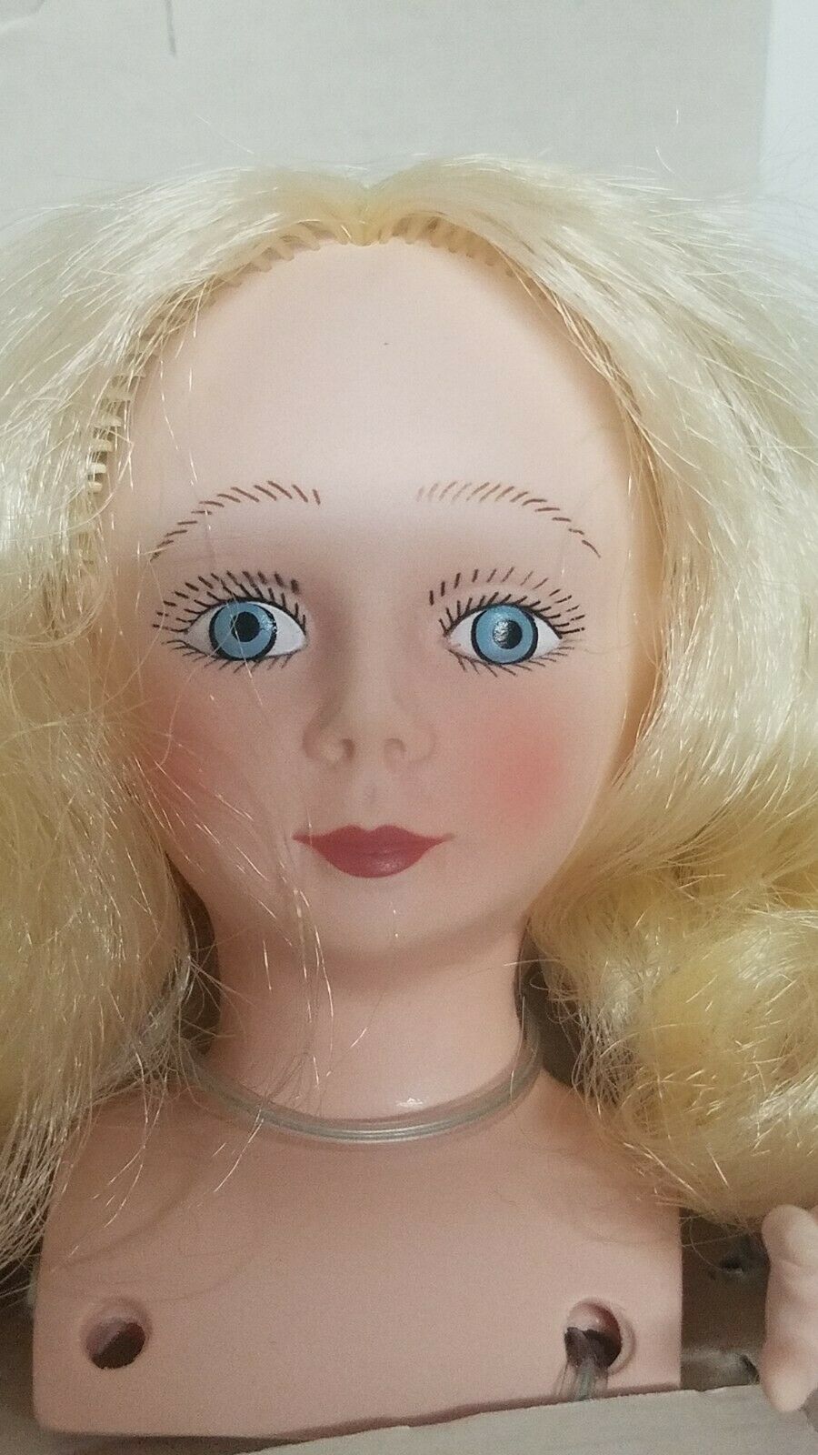 Vintage Fibre-craft Angel Head  Hands Set Porcelain Blonde Hair Blue Eyes Doll